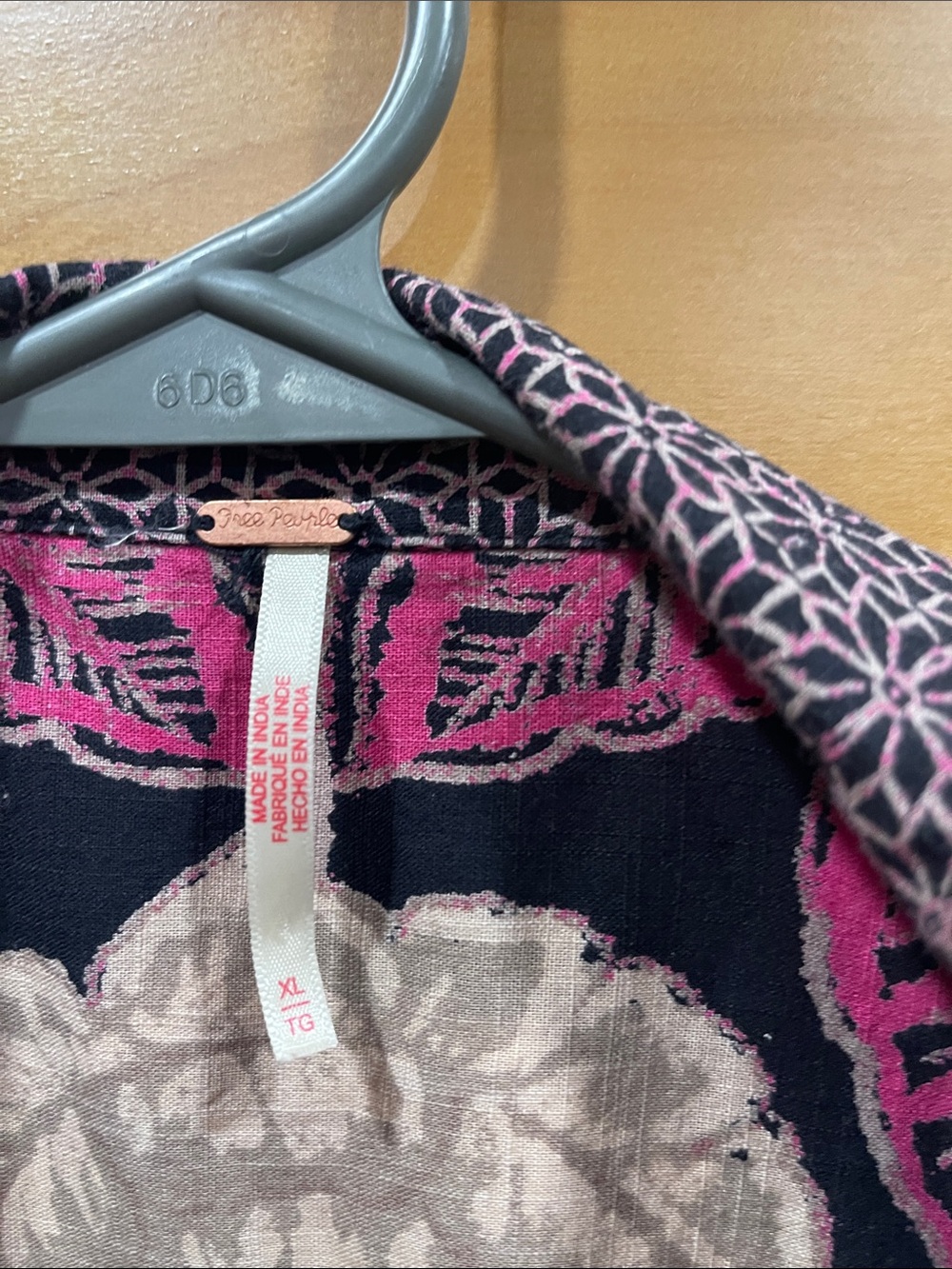 Free People Black Midi Dress with Pink & Cream Floral Medallion Print - Picture 2 of 9